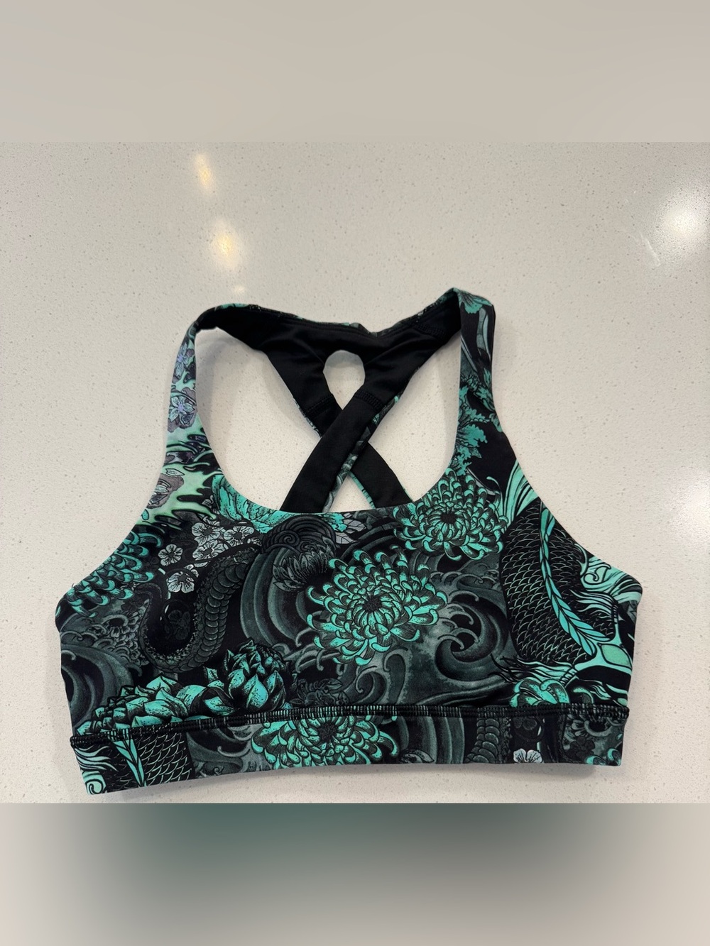 Lululemon Time to Sweat Sports Bra Green Memoir Multi Size 6